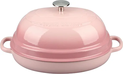 Miniatura 6 de EDGING CASTING Olla ovalada esmaltada de hierro fundido holandés con tapa, horno holandés de pan para hornear pan de masa madre, pan holandés, horno