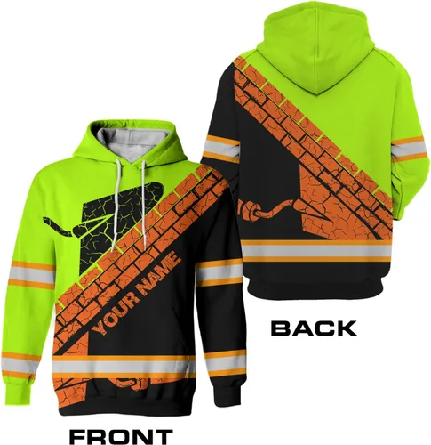 Miniatura 5 de Sudadera con capucha de alta visibilidad para hombres - Colección de trabajos con nombre personalizado Clase 3 Ropa de trabajo reflectante