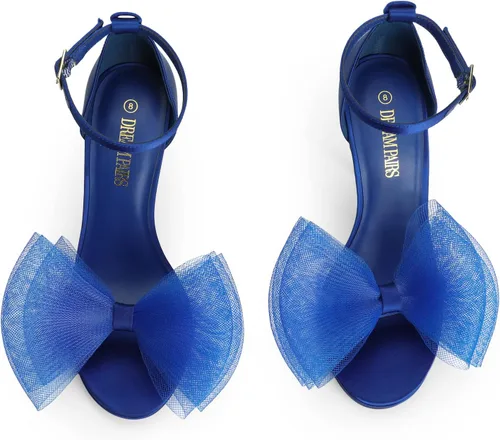 Miniatura 3 de DREAM PAIRS Women's High Heels for Women Adjustable Mesh Bows Stiletto Open Toe Ankle Strap Heeled Sandals Wedding Bridal Party Prom Sexy Dress