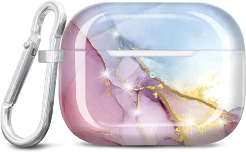 Miniatura 13 de Funda para Airpods Pro de 2ª generación, diseño de mármol con purpurina dorada, piel protectora de TPU para mujeres y niñas con llavero compatible