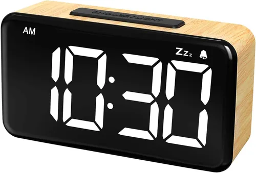 Miniatura 9 de NOKLEAD Reloj despertador digital: veta de madera, pantalla LED grande de 5.9 pulgadas, fácil de usar para personas mayores y hombres, brillo