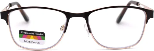 Miniatura 2 de Rectángulo de metal medio borde bisagra de resorte 3 gafas de lectura progresivas multifocales