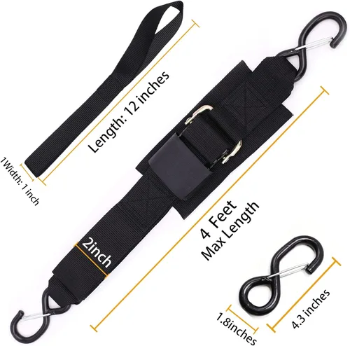 Miniatura 5 de Correas de amarre para remolque de barco, correas de amarre con ganchos de cierre y accesorios de bucle suave, correas de seguridad ajustables