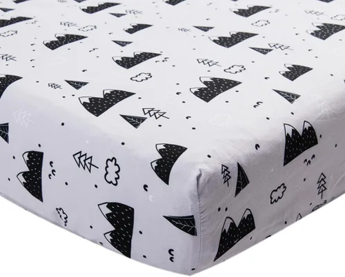 Miniatura 5 de Juego de 4 sábanas bajeras para cuna con animales del bosque de madera, neutras, unisex, para bebés niños o niñas, de dibujos animados Blanco