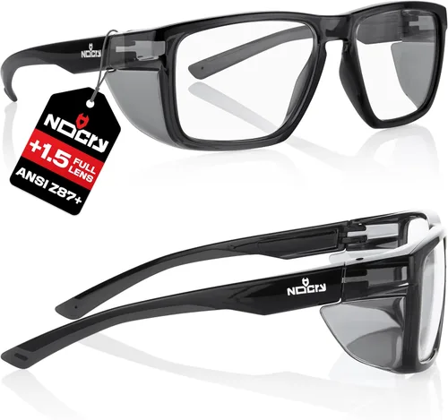 NoCry Gafas de seguridad ANSI Z87.1 con lectores 1.5 con revestimiento anti niebla y anti arañazos — Gafas de lectura de seguridad de lente completa