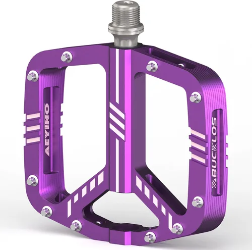 Miniatura 21 de BUCKLOS Pedales planos MTB para bicicleta de montaña, pedales de bicicleta de carretera CNC para adultos con 3 rodamientos, pedal de plataforma