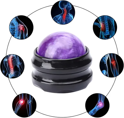 Miniatura 5 de WOVTE Bola de masaje, bolas de lacrosse, herramienta de auto masaje para dolores musculares, hombros, cuello, espalda, pies, cuerpo, tejido Púrpura