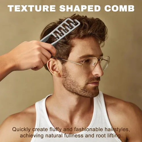Miniatura 2 de Peine de textura – 2 piezas de peine de pelo de dientes anchos para hombres y mujeres (gris+rosa)