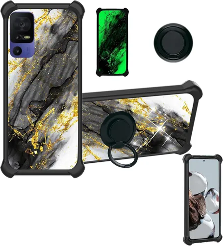 Miniatura 17 de Aroepurt Cricket Ovation 2 - Funda compatible con AT&T Maestro Max (2021) [PC duro + silicona suave] [purpurina dorada + luminosa] JSH-HDL