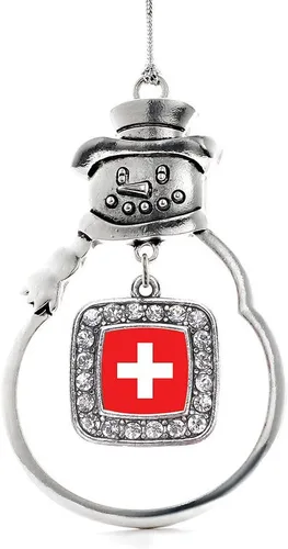 Miniatura 147 de Inspired Silver - Adorno de rodillo de reina - Adorno cuadrado de plata con muñeco de nieve con joyas de circonita cúbica