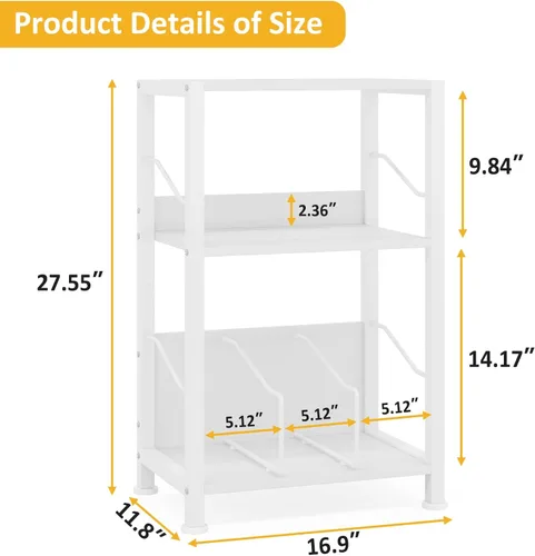 Miniatura 3 de Hosfais Soporte para tocadiscos de 3 niveles, mesa auxiliar de almacenamiento para discos de vinilo retro con estante para registros para sala