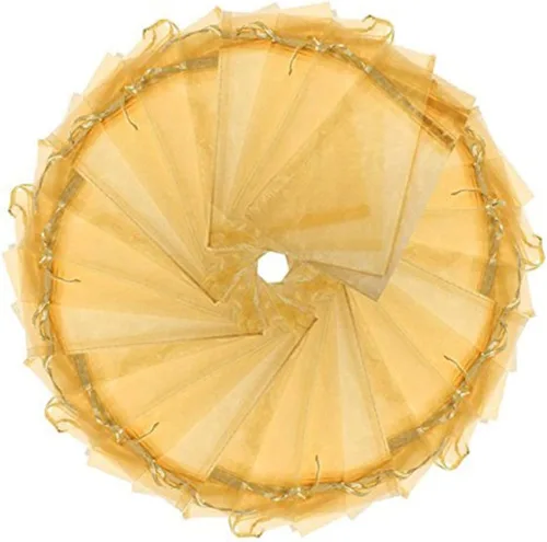 Miniatura 28 de Wudygirl 100 bolsas de organza de 3.9 x 4.7 pulgadas, bolsas de regalo transparentes con cordón, para bodas, fiestas, joyas, perfumes, sobres