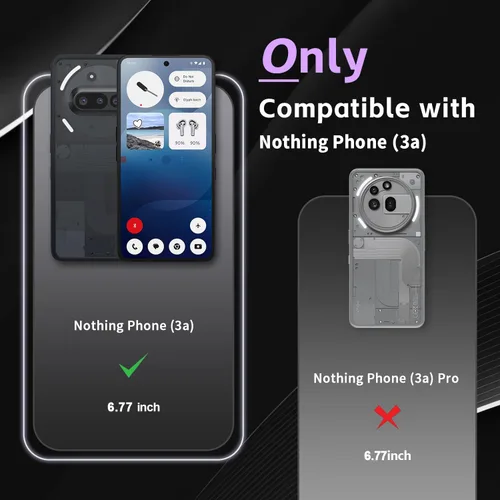 Miniatura 2 de Funda para Nothing Phone (3a), parte trasera de policarbonato duro mate translúcido y funda protectora de TPU suave con protección a prueba