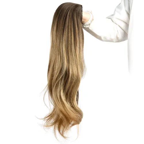 Miniatura 10 de Extensiones de cabello sintético ondulado de 24 pulgadas con clip para media cabeza atada, de alta calidad, fibras japonesas premium para mujer, 11#
