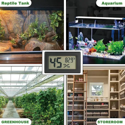 Miniatura 6 de Termómetro y medidor de humedad para reptiles Termómetro digital de terrario rectangular Accesorios para jaula de dragón barbudo Medidor
