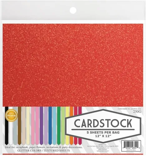 Miniatura 3 de Irdecent Glitter - Cartulina para manualidades, 13 opciones de color, 8.82 oz. 12 x 12 pulgadas, 5 hojas premium (canario)