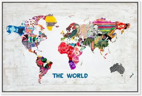 Miniatura 8 de The Oliver Gal Artist Co. Maps and Flags - Lienzo decorativo para pared, diseño hipster Mapa Mundi, decoración del hogar, 24 x 16 pulgadas, blanco