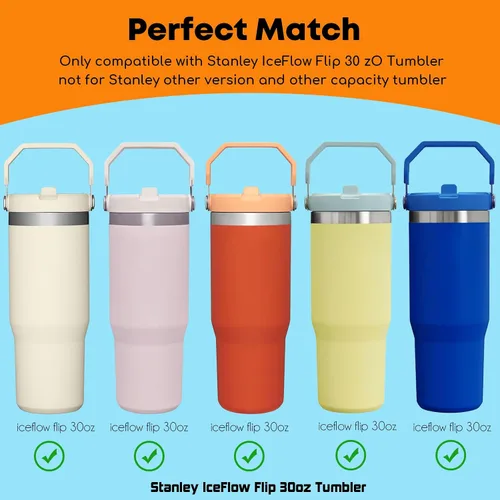 Miniatura 9 de ALINK Pajitas de repuesto para vaso Stanley IceFlow de 30 onzas, paquete de 6 popotes reutilizables de plástico negro compatibles con vaso IceFlow