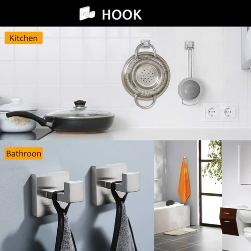 Miniatura 5 de Juego de toallas de baño de 5 piezas de níquel cepillado cuadrado moderno juego de accesorios de baño de acero inoxidable montado en la pared