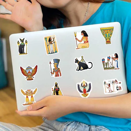 Miniatura 3 de Paquete de 50 calcomanías del Antiguo Egipto, vinilo impermeable, mitología egipcia, arte faraónico, esfinge, pirámides para laptop, álbumes