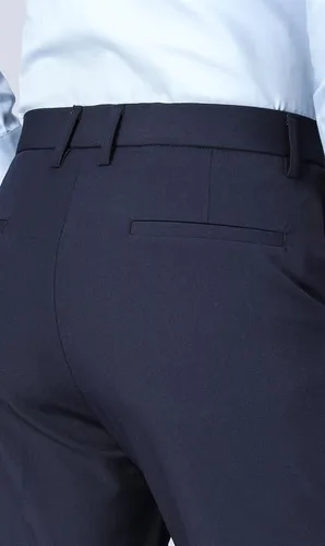Miniatura 3 de ESSYSHE Pantalones de vestir ajustados para hombre, pantalones de vestir con frente plano y acampanados, pantalones de vestir elásticos para hombre