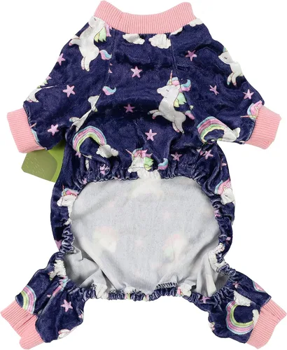 Miniatura 2 de Fitwarm Pijama de unicornio de hadas para perro, ropa para mascotas para perros pequeños, hembras y niños, pijamas de terciopelo ligero, trajes