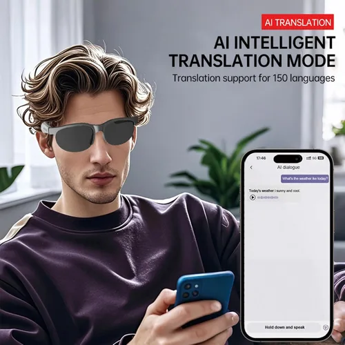 Miniatura 2 de Lentes de sol inteligentes AI Bluetooth, gafas de audio con altavoces, gafas deportivas polarizadas UV400 de traducción y gafas deportivas unisex