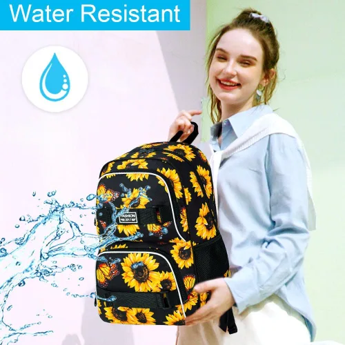 Miniatura 38 de Mochila para laptop, 16 pulgadas, bolsa escolar y bolsa de almuerzo, mochilas resistentes al agua para adolescentes, niñas, mujeres, estudiantes