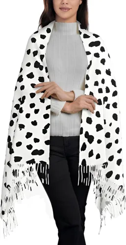 Miniatura 7 de Bufandas de moda para mujer, estampado dálmata, cómodo chal largo, suave y grueso cálido bufanda de invierno