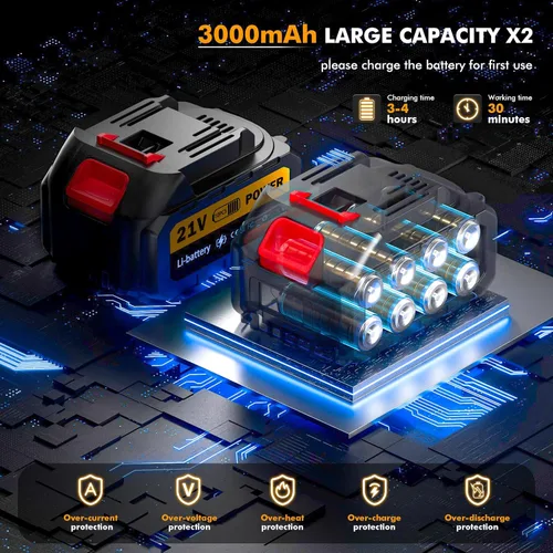 Miniatura 2 de Lavadora a presión inalámbrica, 1700PSI Lavadora eléctrica inalámbrica portátil con boquilla 6 en 1, lavadora a presión de mano de 21 V con 2