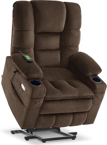 Miniatura 23 de MCombo Sillón Reclinable Grande con Triple Motor de Elevación Eléctrica con Masaje y Calefacción Doble, Reposacabezas Ajustable para Personas Café