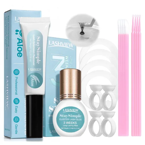 Miniatura 12 de LASHVIEW - Pegamento para extensiones de pestañas, 0.3 seg de secado rápido, permanencia de 6-8 semanas, adhesivo negro profesional, pegamento