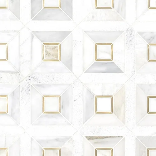 Miniatura 2 de MSI Verona Patrón Dorado 12 pulg. x 12 pulg. Azulejo de Mosaico de Mármol Montado en Malla para Pared de Baño, Piso, Salpicadero de Cocina y Verona