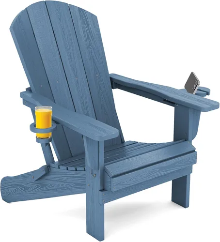 Miniatura 41 de SERWALL Silla Adirondack con portavasos – Juego de 2 sillas Adirondack compuestas para exteriores de polietileno de alta densidad para todo