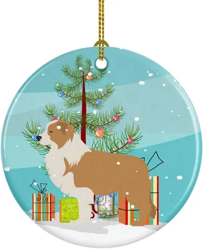 Miniatura 88 de Caroline's Treasures Bulldog inglés «Merry Christmas» adorno de cerámica para árbol de Navidad, decoración colgante para el hogar, Navidad, fiestas