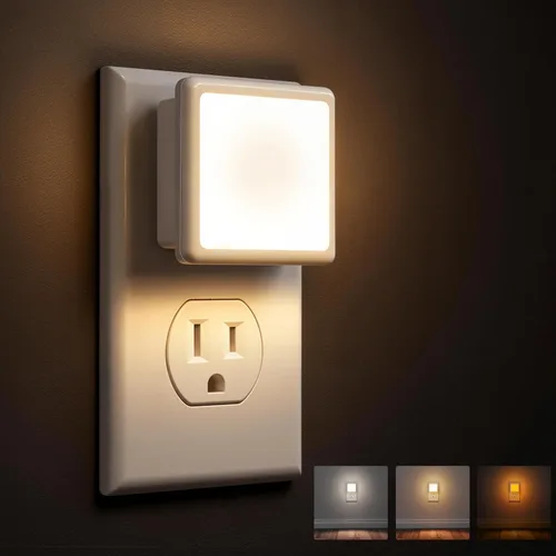 L LOHAS LED 3CCT - Luces nocturnas enchufables a la pared, paquete de 2, luz nocturna enchufable de 0.3 W, del atardecer al amanecer, luz nocturna