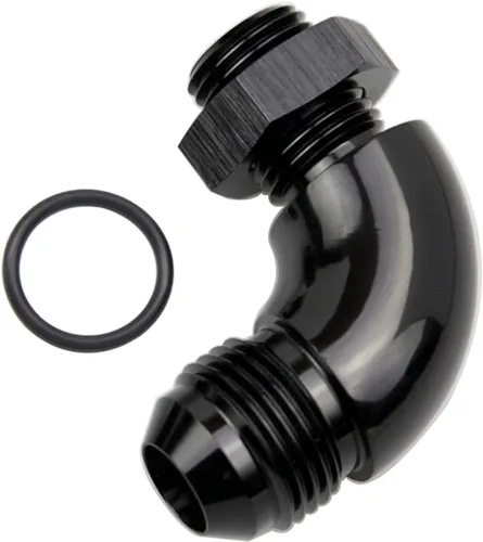 Miniatura 19 de 45 grados 4AN macho Flare a 4AN ORB puerto adaptador de flujo completo aluminio negro