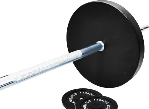 Miniatura 3 de Fitvids - Placas de peso estándar de hierro fundido, incluyendo barra estándar de 5 pies con bloqueos en estrella, juego de 95 libras