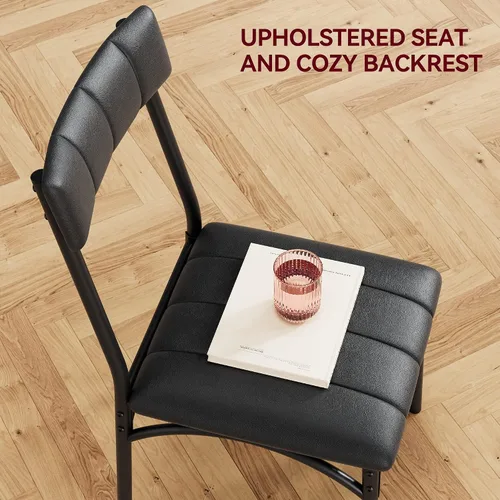 Miniatura 3 de Mesa de cocina y sillas para 4, juego de comedor rectangular con sillas tapizadas, perfecto para espacios pequeños, color negro rústico