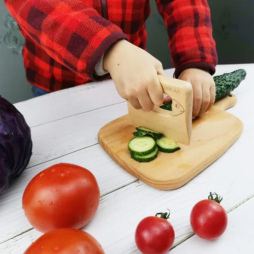 Miniatura 6 de LUOLAO Cuchillo de madera para niños para cocinar y cortar frutas de verduras de forma segura, herramientas de cocina para niños, regalos de Navidad