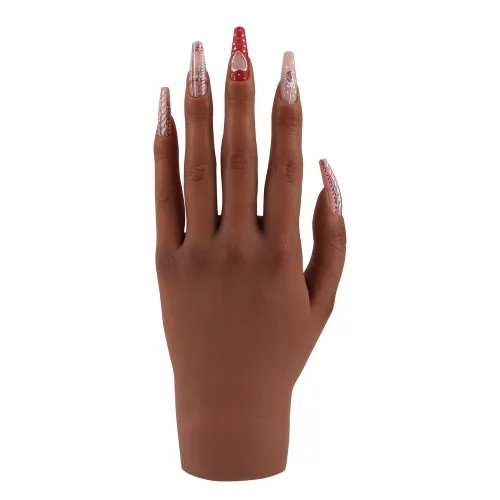 Miniatura 8 de Mano de práctica de silicona para uñas acrílicas, manos falsas para practicar uñas postizas, mano de maniquí para práctica de uñas y arte de uñas