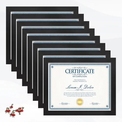 Miniatura 9 de Juego de 6 portarretratos de 8.5 x 11 pulgadas, marcos de fotos con certificado múltiple de 8.5 x 11 pulgadas, marco de premio para diploma de Negro