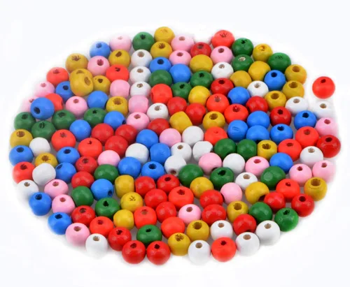 Miniatura 48 de AD Beads Cuentas de madera con espacio libre para manualidades, cuentas de madera con agujero grande surtidas para hacer collares, pulseras