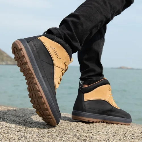 Miniatura 9 de Botas Oxford de cuero a la moda para hombre, botas de tobillo casuales de media caña para hombre