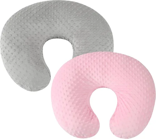 Juego de fundas para almohada de lactancia con puntos, paquete de 2, fundas para almohada de lactancia, ultra suaves, compatibles con almohada Gris