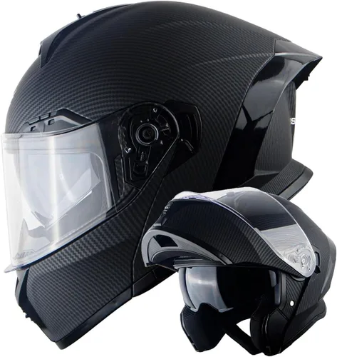 Miniatura 19 de 1Storm Nuevo Casco Modular de Motocicleta con Visera Dual, Protección Solar Completa y Luz Trasera LED Recargable: LED-X90 Flecha Azul