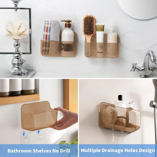 Miniatura 5 de Diesisa Organizador de Pared de Acrílico de 2 piezas, Organizador Adhesivo para Puerta de Gabinete, Estantes de Baño de Acrílico para Pared, Sin