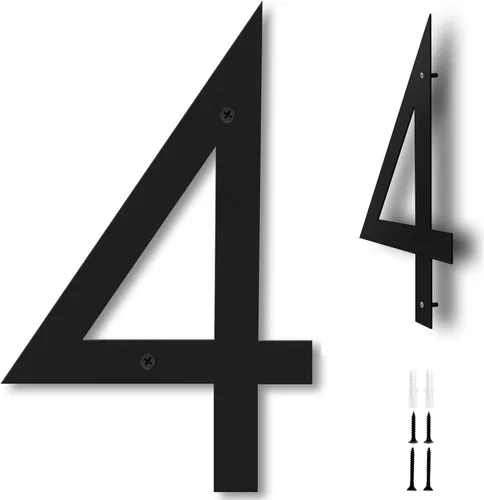 Miniatura 13 de Números de casa de 12 pulgadas para exteriores, números de dirección de casa modernos de metal, flotante, para exteriores de 0 a 9, negro (0)