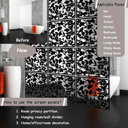 Miniatura 3 de Lchen - Divisor de habitación colgante, 12 piezas, panel de seguridad de PVC, pájaros, flores, para sala, comedor, estudio, sala de estar