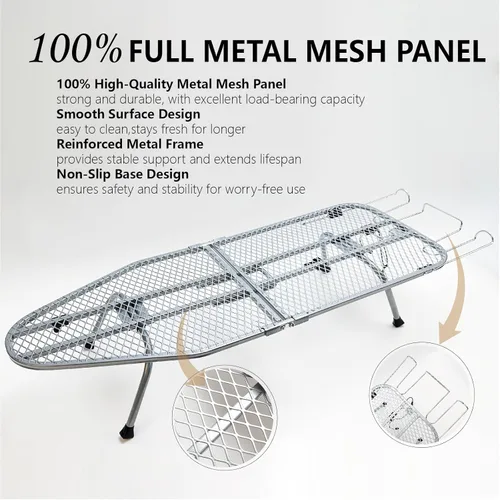 Miniatura 2 de Tabla de planchar plegable de metal con soporte para planchar, tabla de planchar portátil pequeña con cubierta de algodón resistente al calor, mini